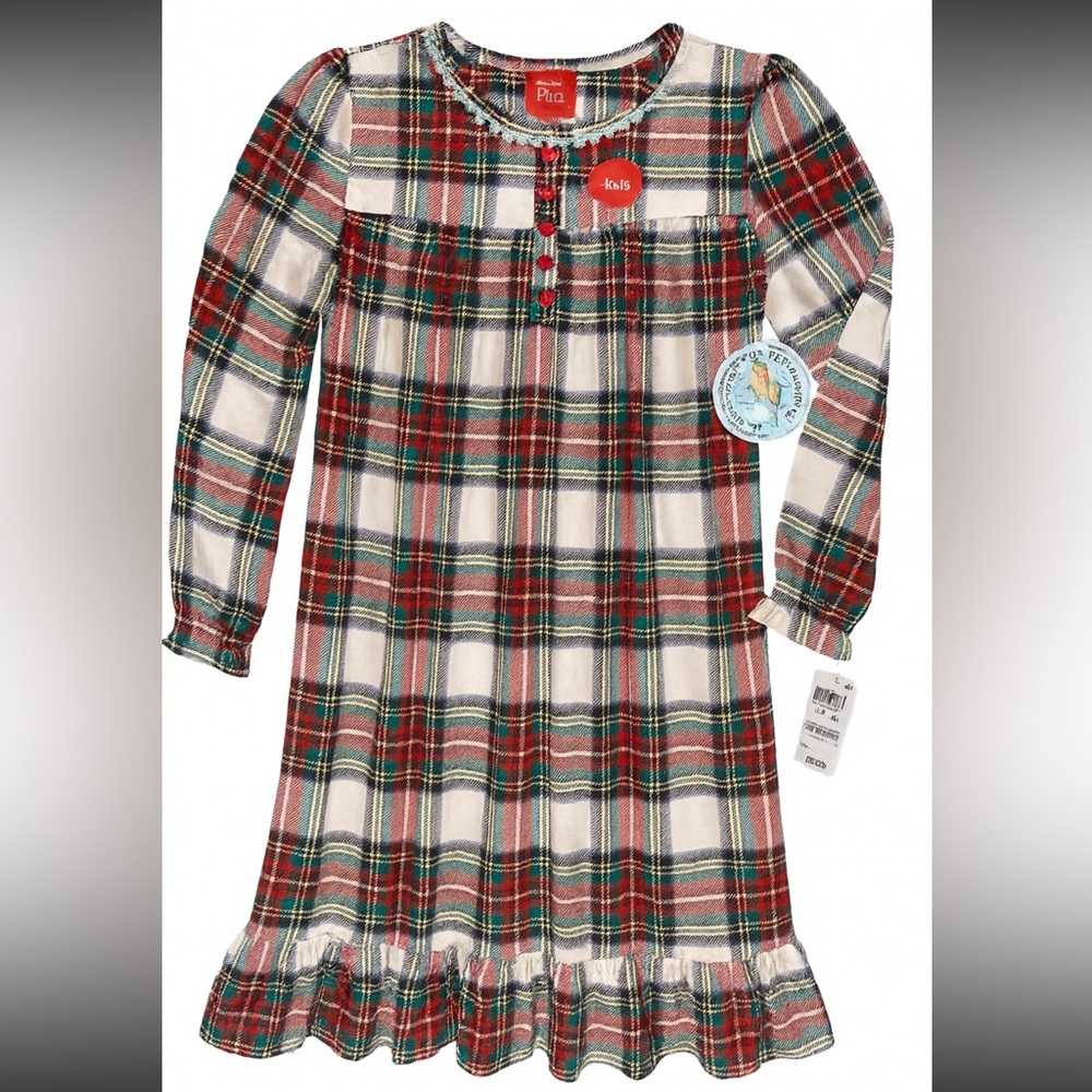 Family PJs Macy’s Girls Stewart Plaid Nightgown XL 14/16 NWT Christmas PJs